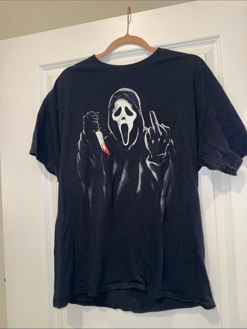 Black Graphic Scream Mask Short-Sleeve Tee